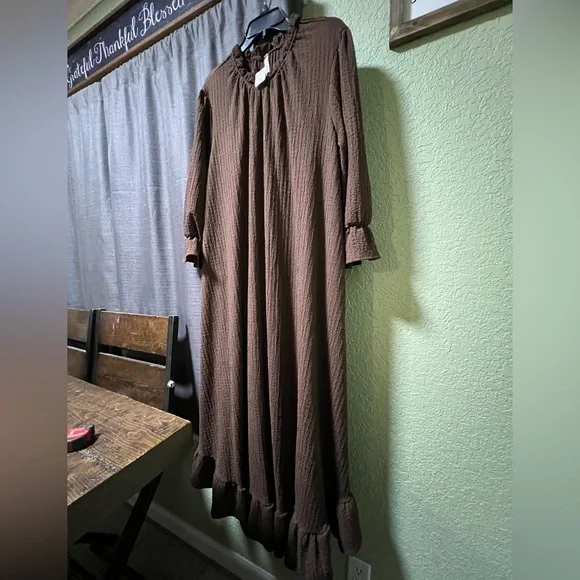 Celeste Chocolate Brown Long Sleeve Dress - Picture 1 of 9